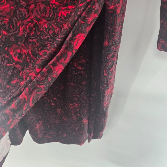 Talbots Red Floral Rose Side Cinched Sheath Midi Dress - Picture 5 of 11